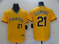 Men's Pittsburgh Pirates Roberto Clemente #21 Yellow Replica Baseball jersey
