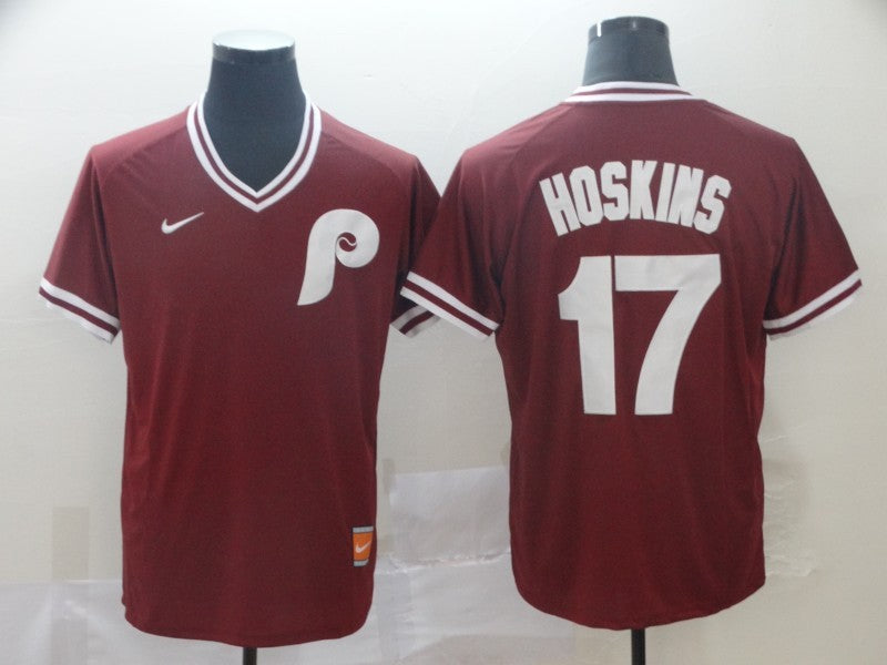 Men's Philadelphia Phillies Rhys Hoskins #17 Red Stitched jersey