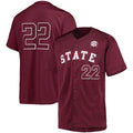 #22 M.State Bulldogs Button-Up Baseball Jersey Maroon Stitched American College Jerseys