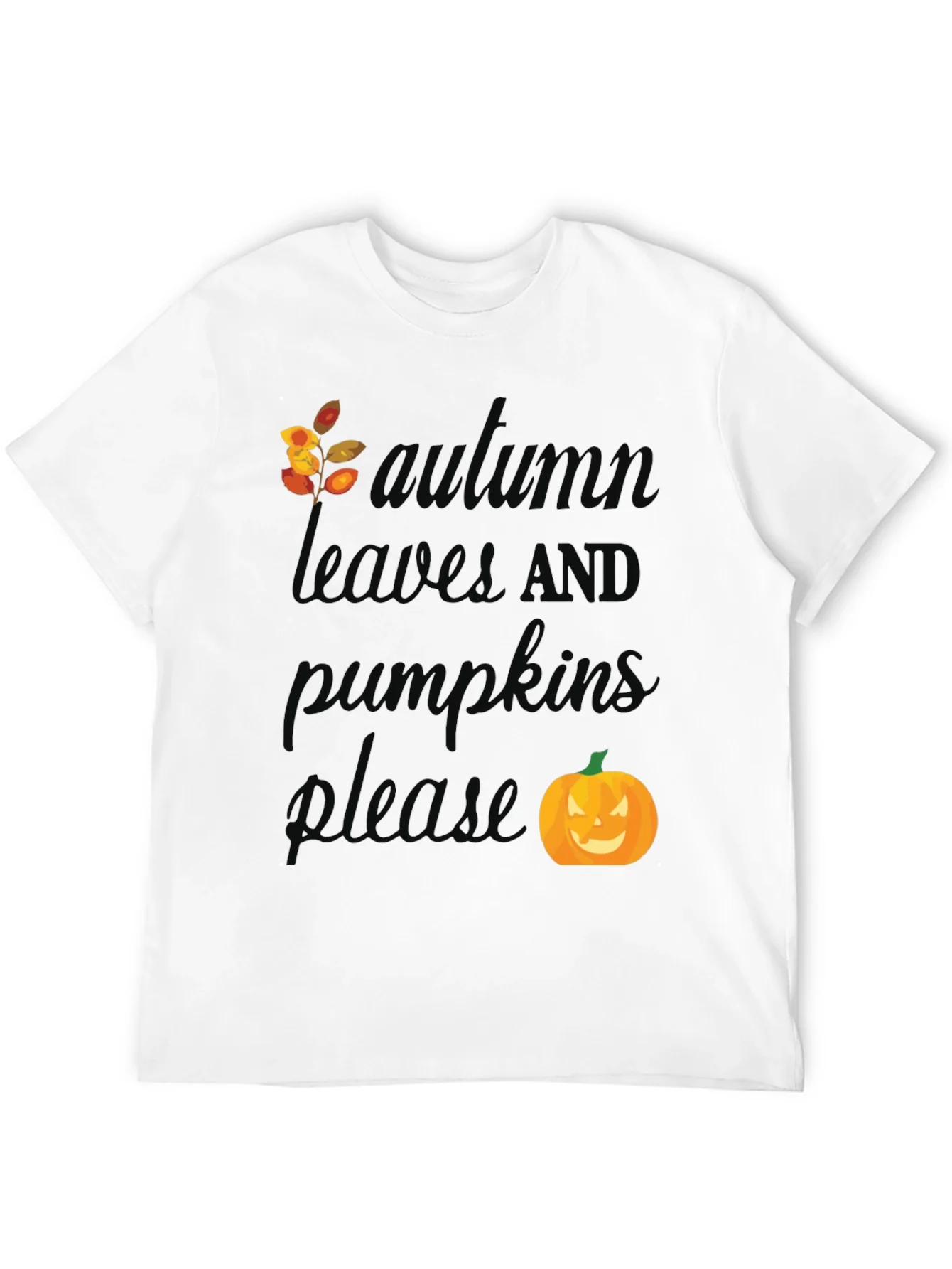 Autumn Leaves and Pumpkins Please T-Shirt