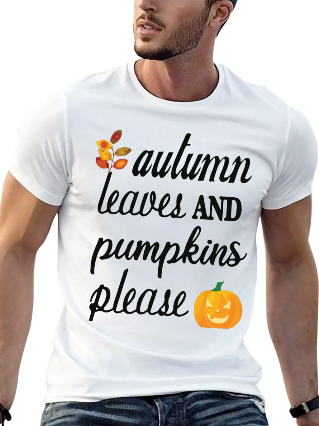 Autumn Leaves and Pumpkins Please T-Shirt