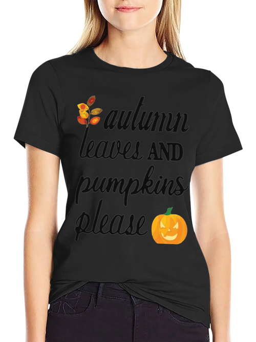 Autumn Leaves and Pumpkins Please T-Shirt