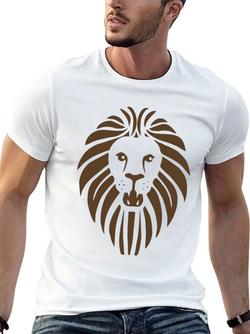 Lion Graphic Print Mens Black T-Shirt