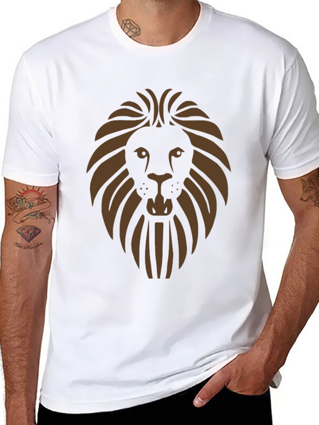 Lion Graphic Print Mens Black T-Shirt
