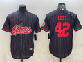 Men's San Francisco 49ers Ronnie Lott #42 Black Player jersey Joint Edition