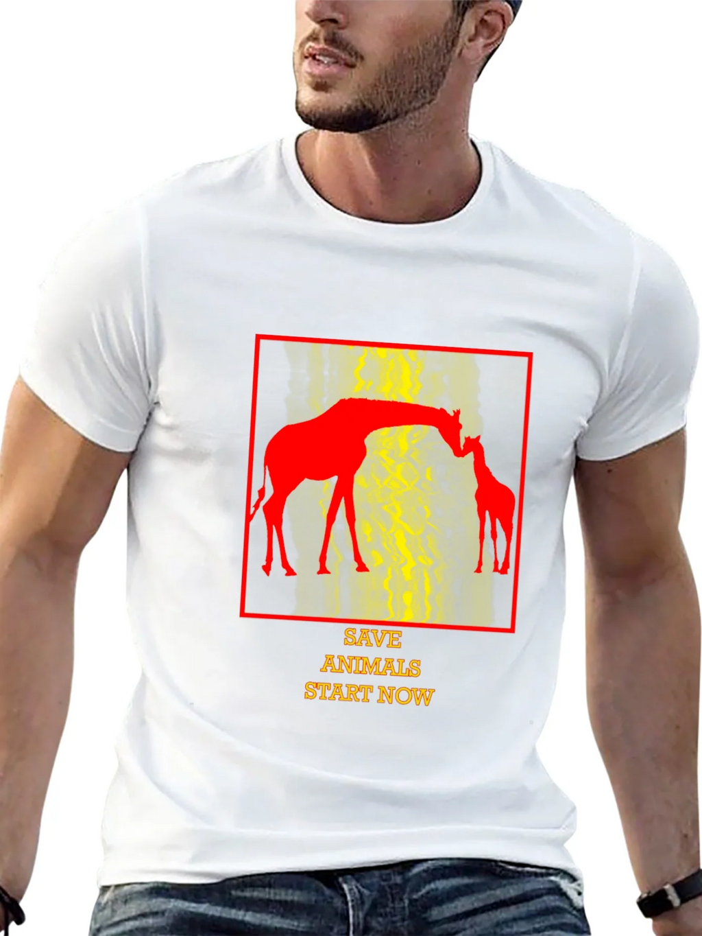 Save Animals T-Shirt - Giraffe Design