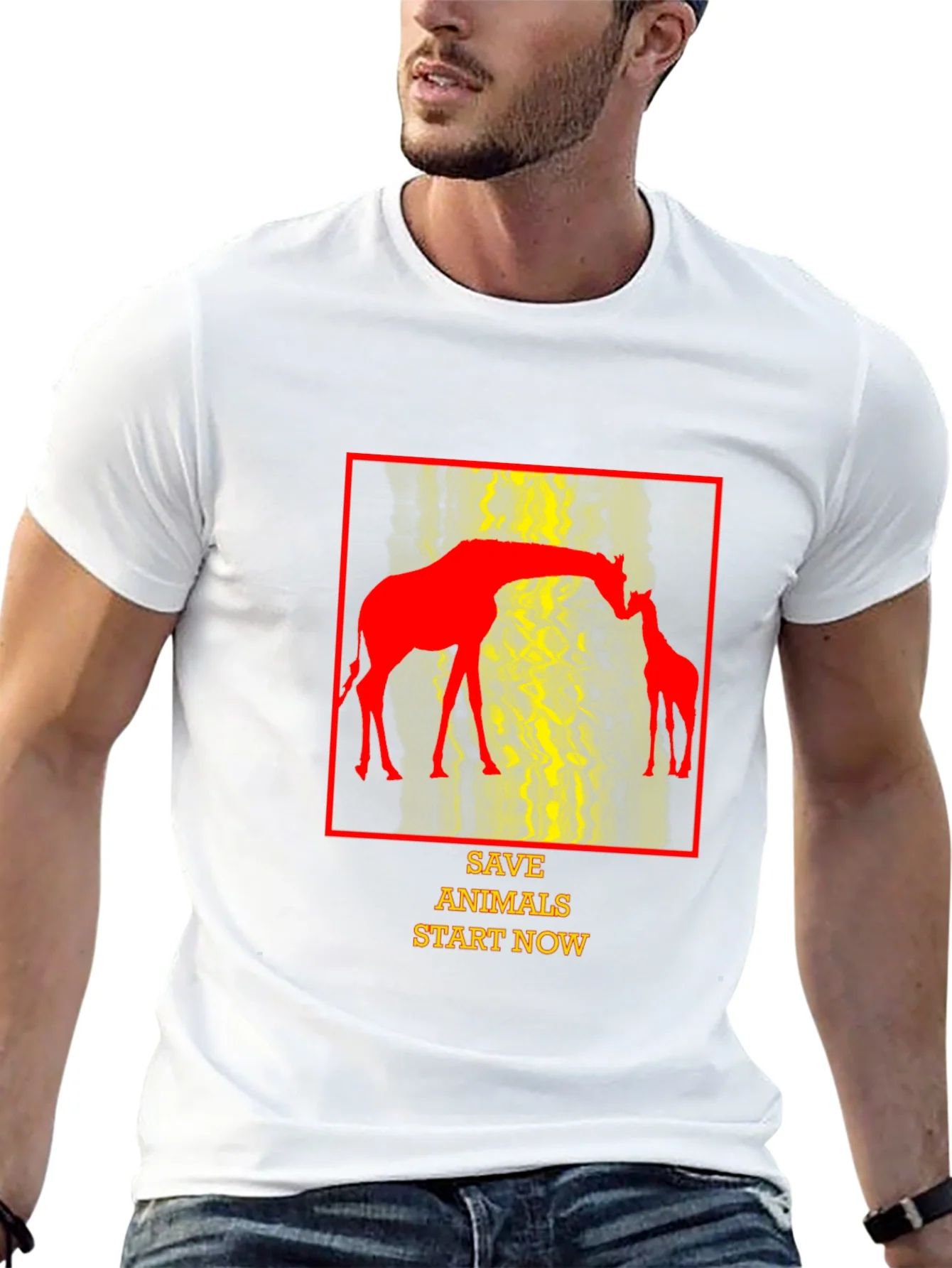 Save Animals T-Shirt - Giraffe Design