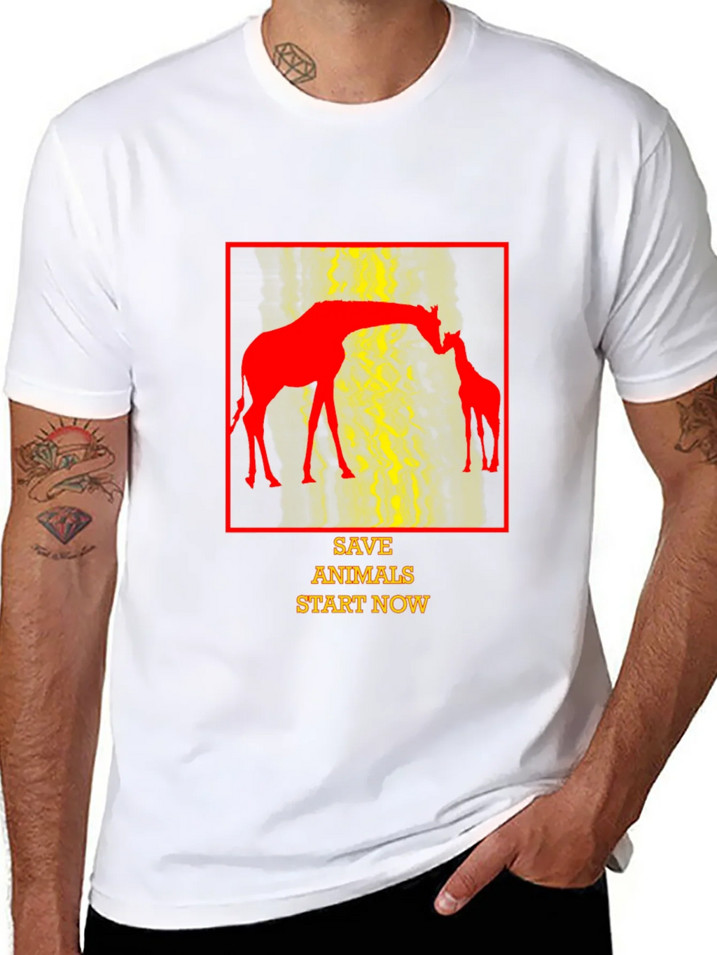 Save Animals T-Shirt - Giraffe Design