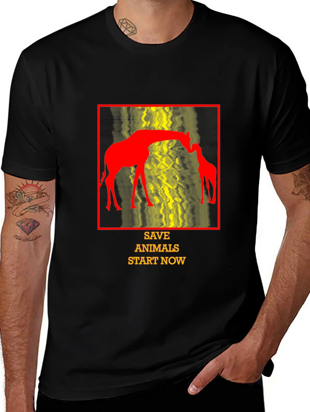 Save Animals T-Shirt - Giraffe Design