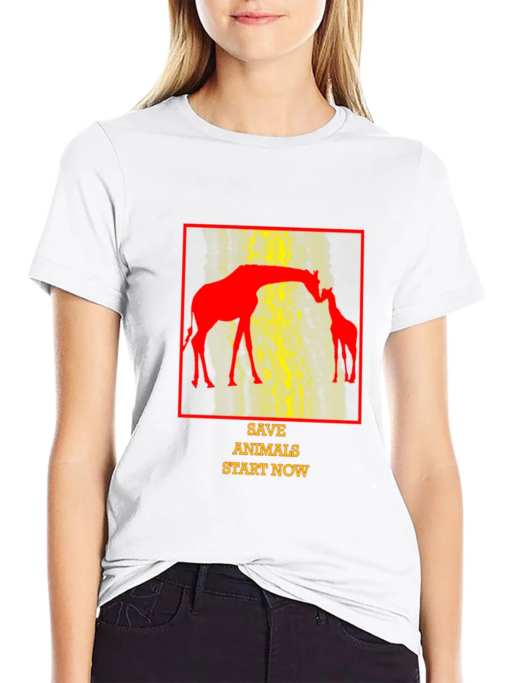 Save Animals T-Shirt - Giraffe Design