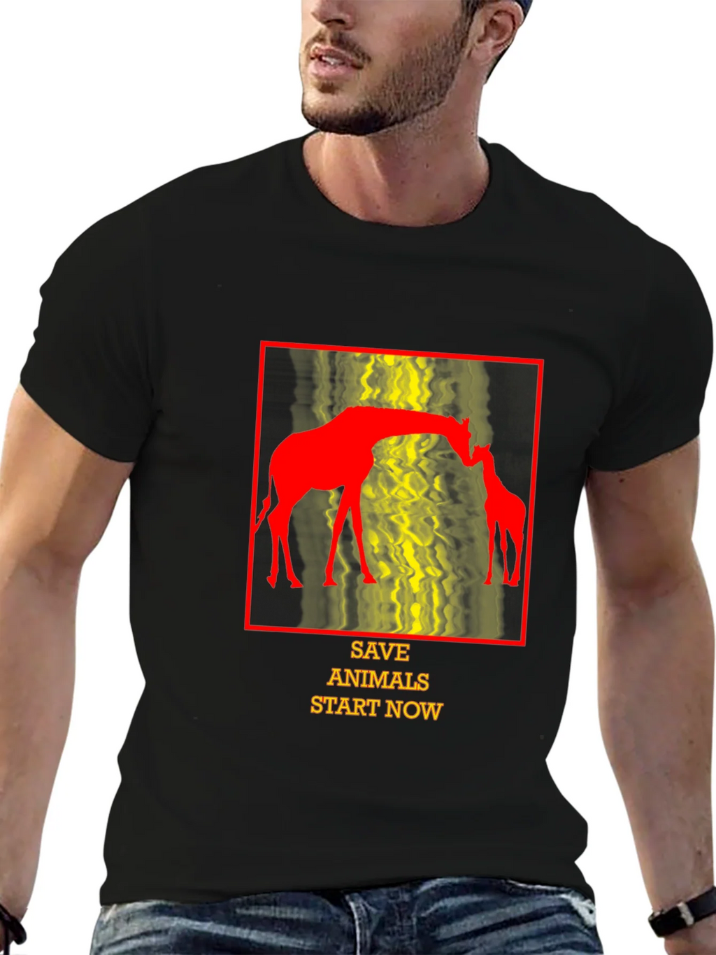 Save Animals T-Shirt - Giraffe Design