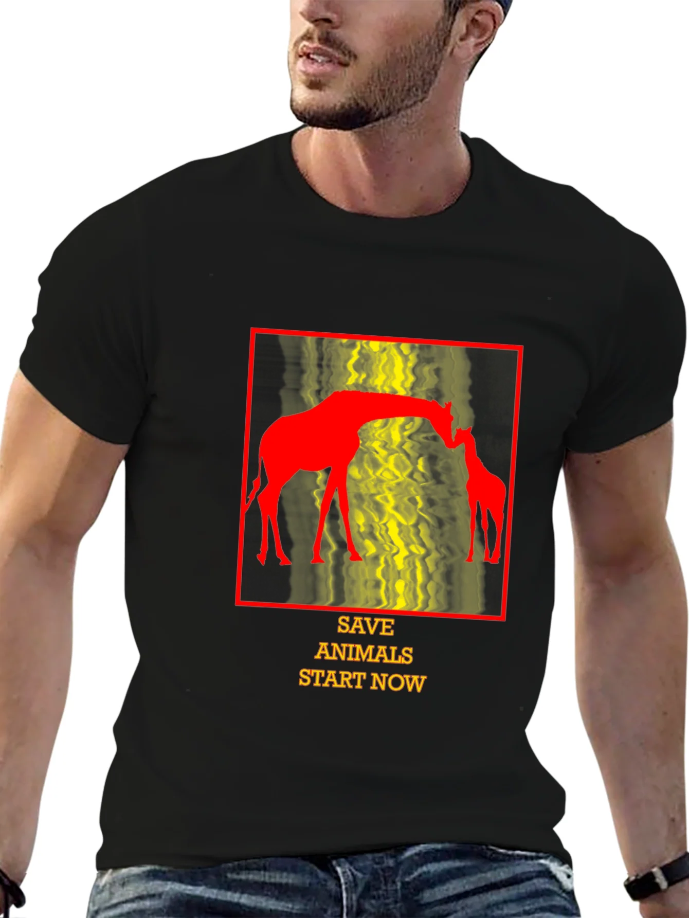 Save Animals T-Shirt - Giraffe Design