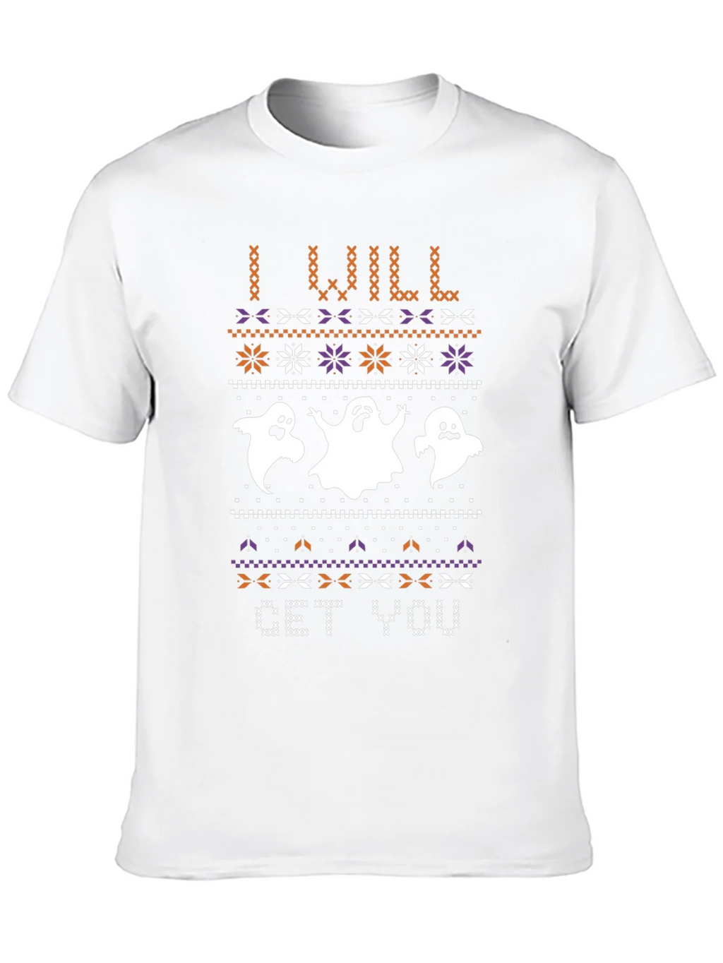 Halloween Ghost Sweater Pattern Black T-Shirt