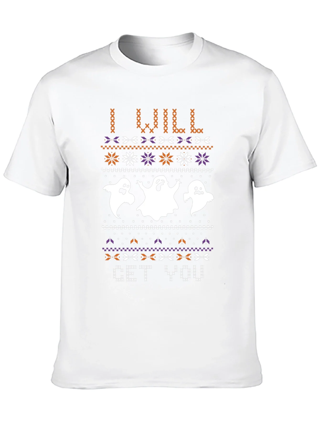 Halloween Ghost Sweater Pattern Black T-Shirt
