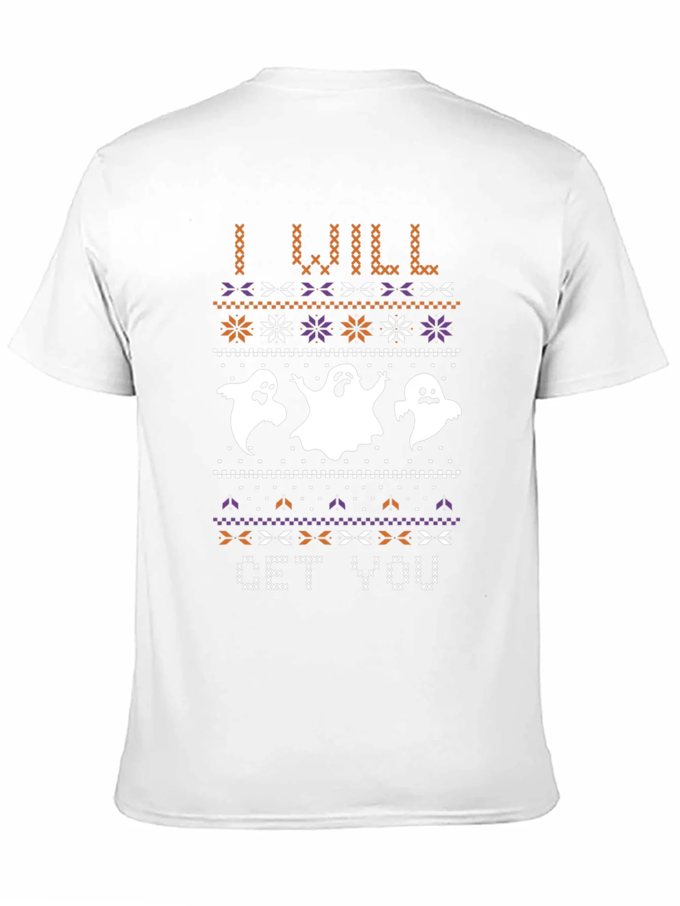 Halloween Ghost Sweater Pattern Black T-Shirt
