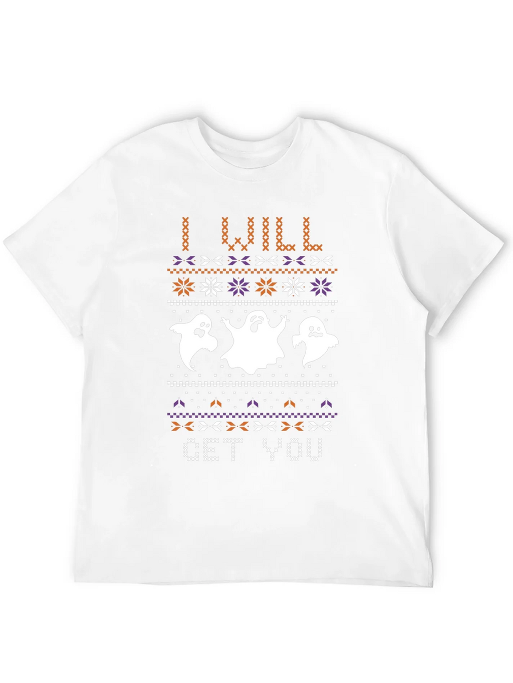 Halloween Ghost Sweater Pattern Black T-Shirt