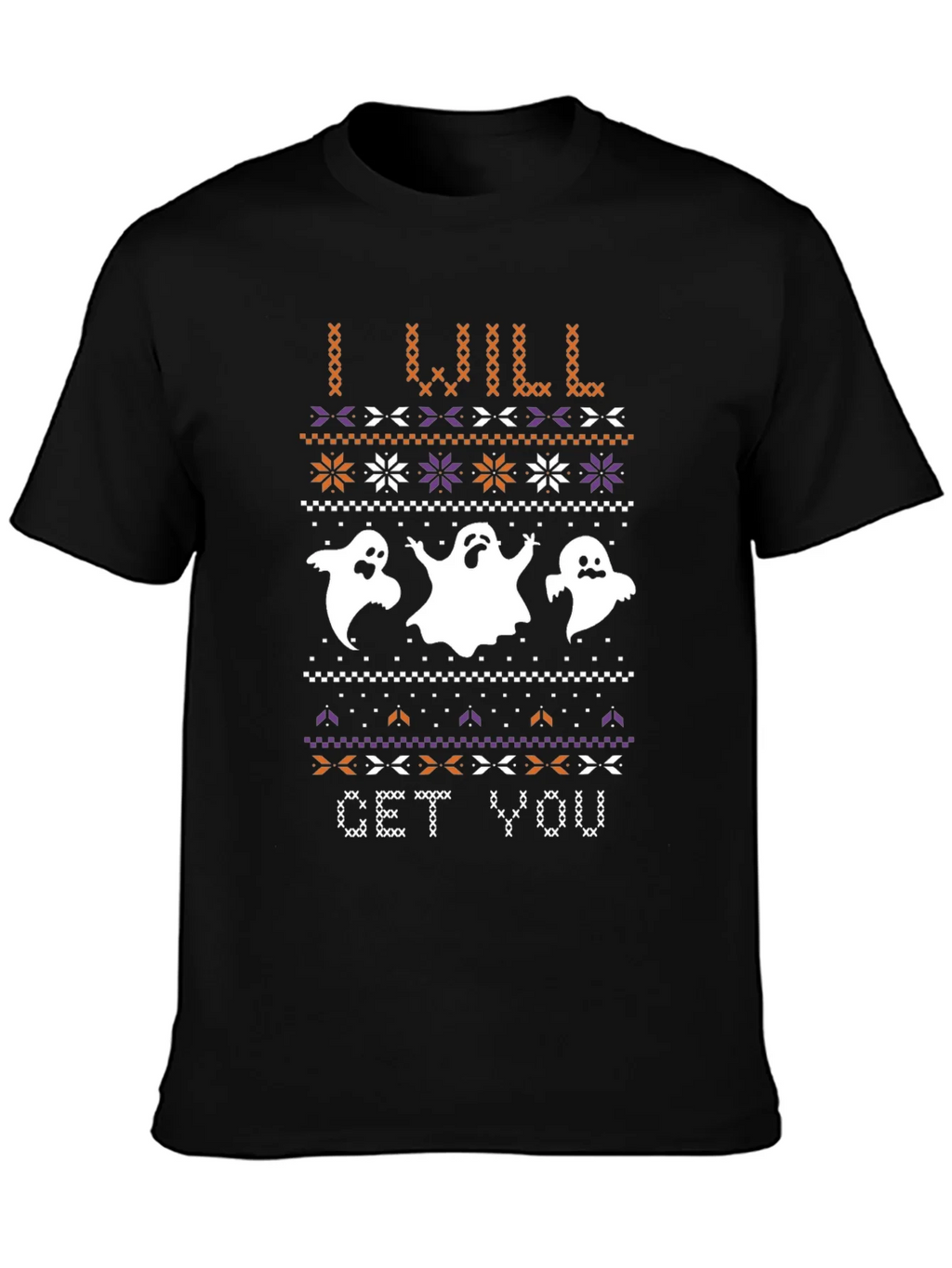 Halloween Ghost Sweater Pattern Black T-Shirt