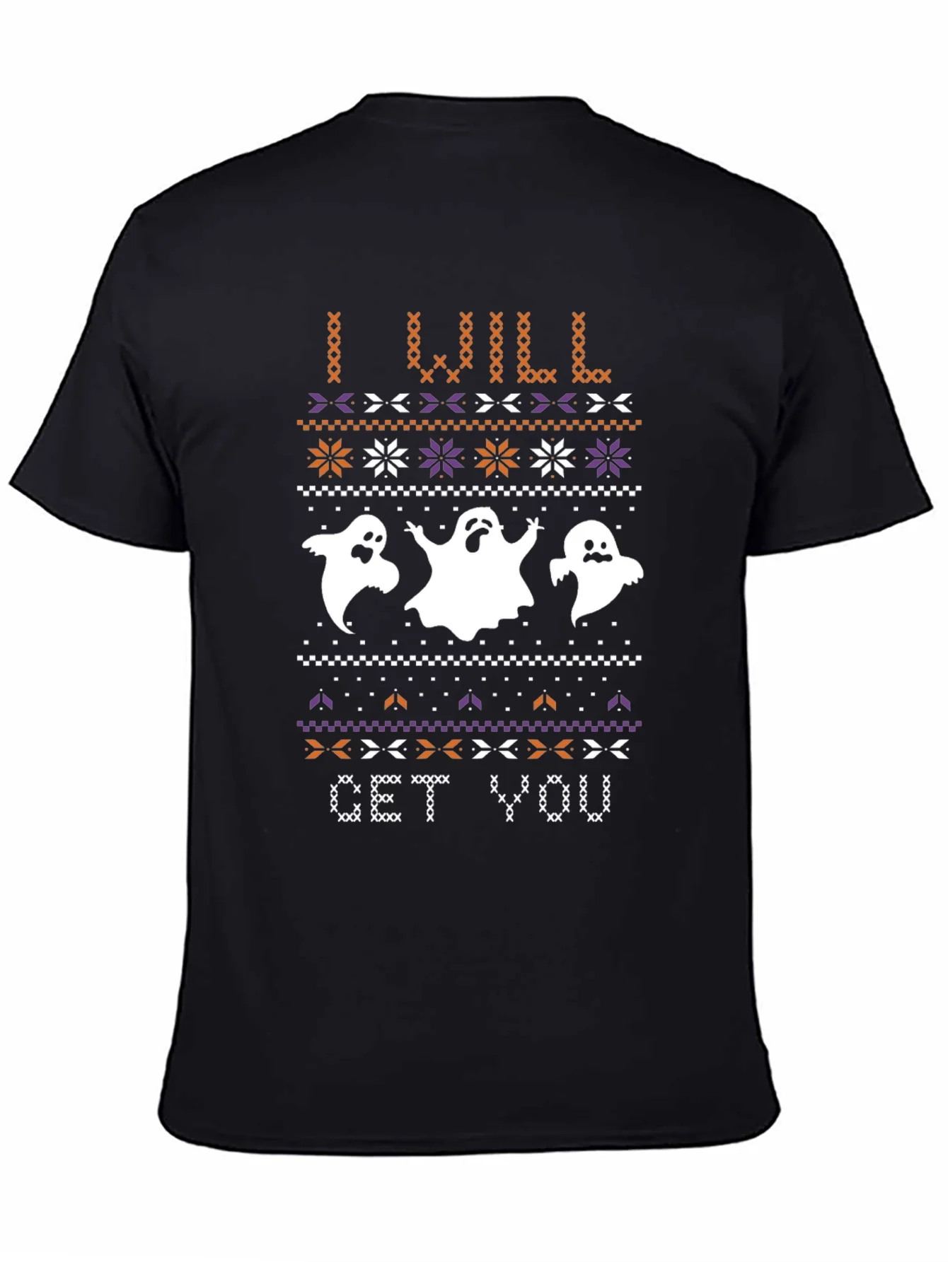Halloween Ghost Sweater Pattern Black T-Shirt