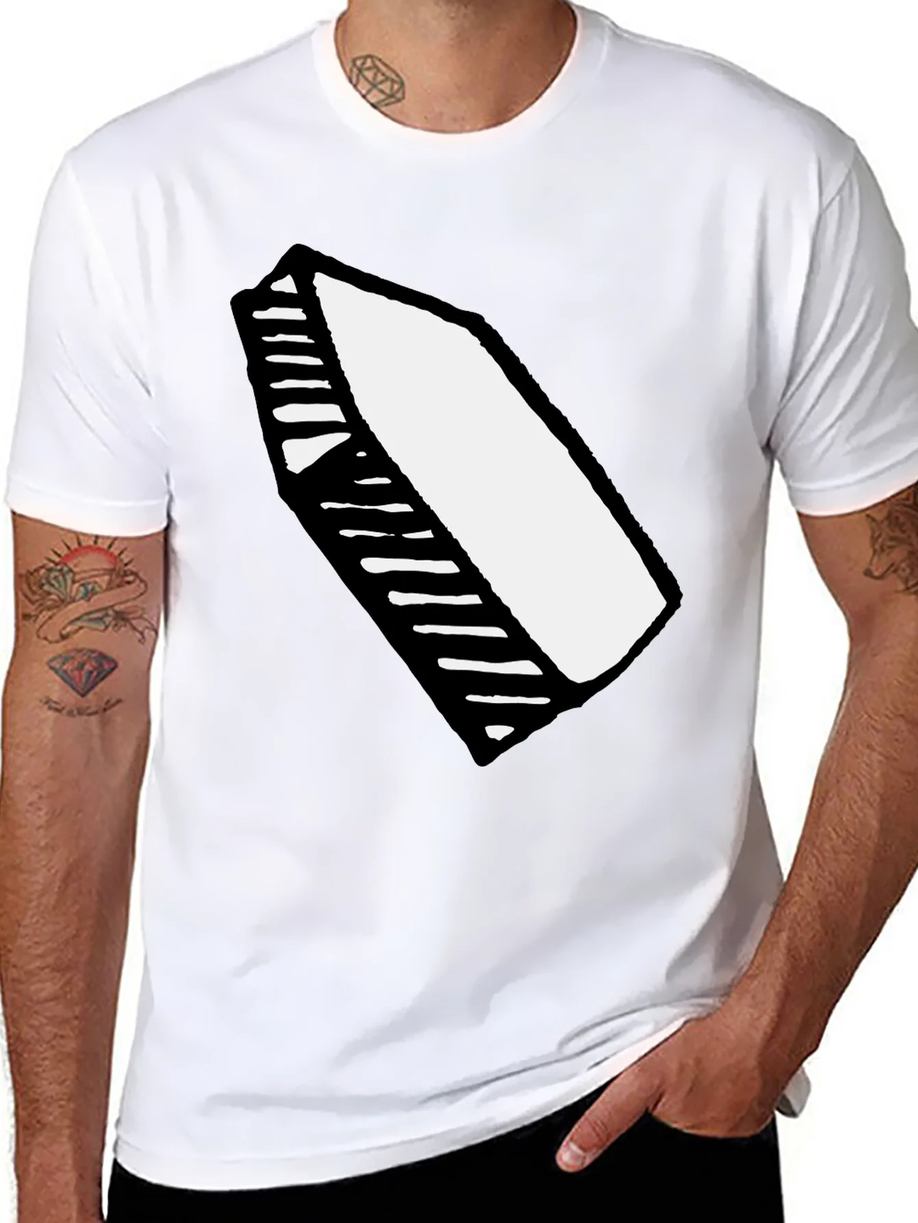 Black T-Shirt with Abstract Crayon Graphic