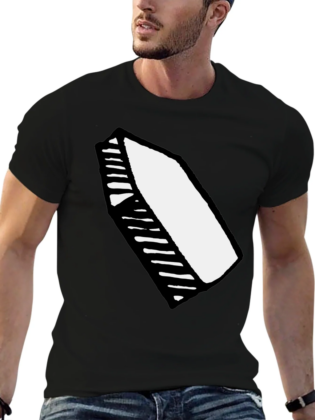 Black T-Shirt with Abstract Crayon Graphic