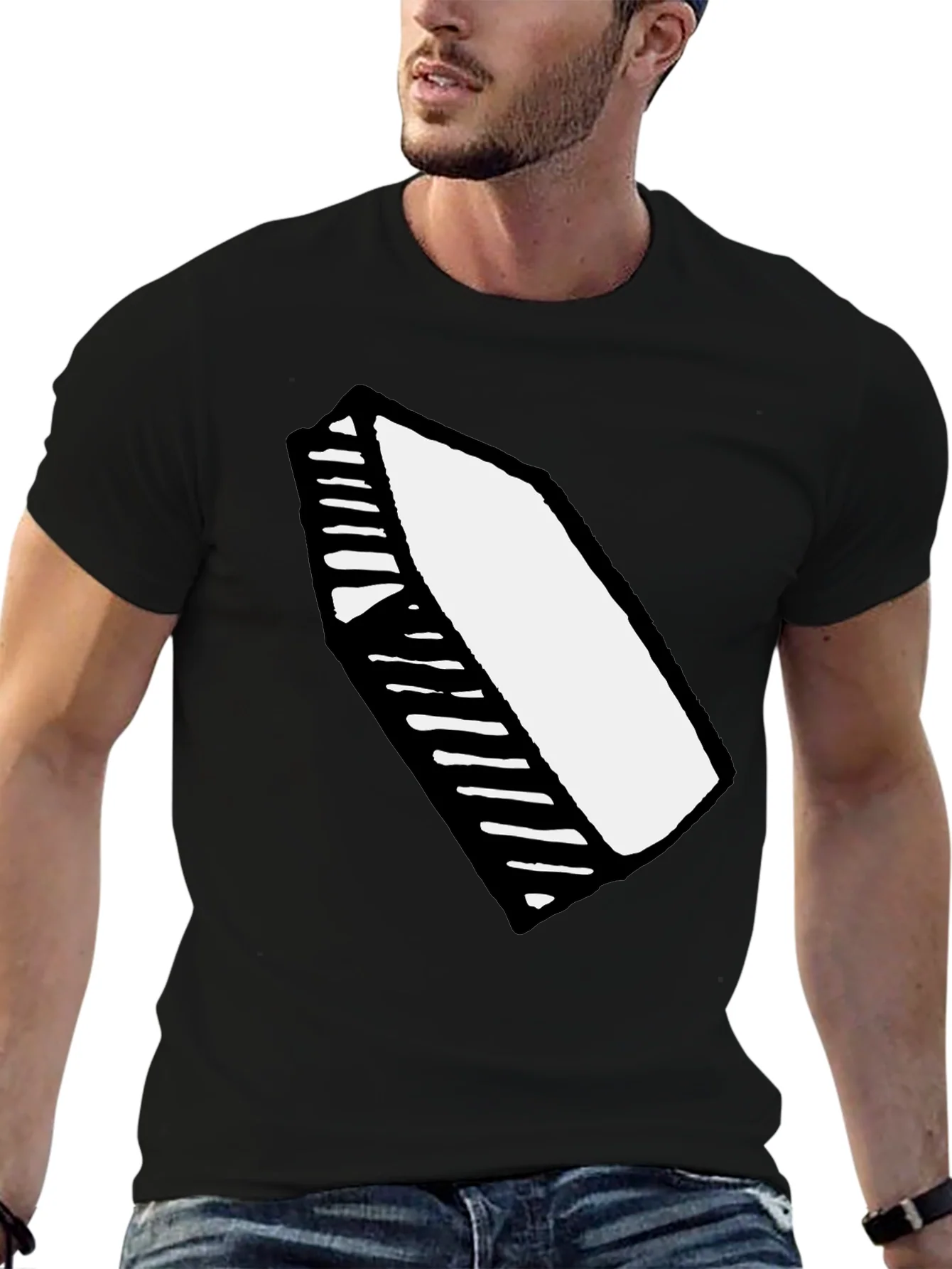 Black T-Shirt with Abstract Crayon Graphic