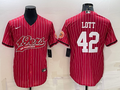 Men's San Francisco 49ers Ronnie Lott #42 Red Player jersey Joint Edition