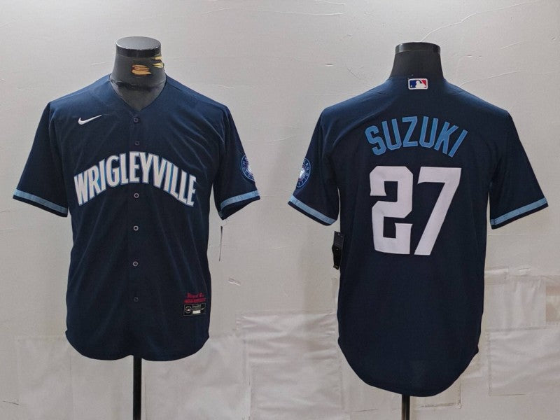 Men's Chicago Cubs Seiya Suzuki #27 Navy City Connect Limited Player jersey