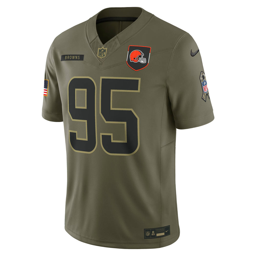 Cleveland Browns Myles Garrett Olive 2025 Salute to Service Limited Jersey
