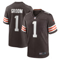 Cleveland Browns Number 1 Groom Brown Game Jersey