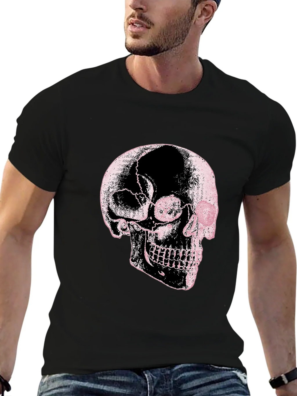 Skull Graphic Print Black Tee