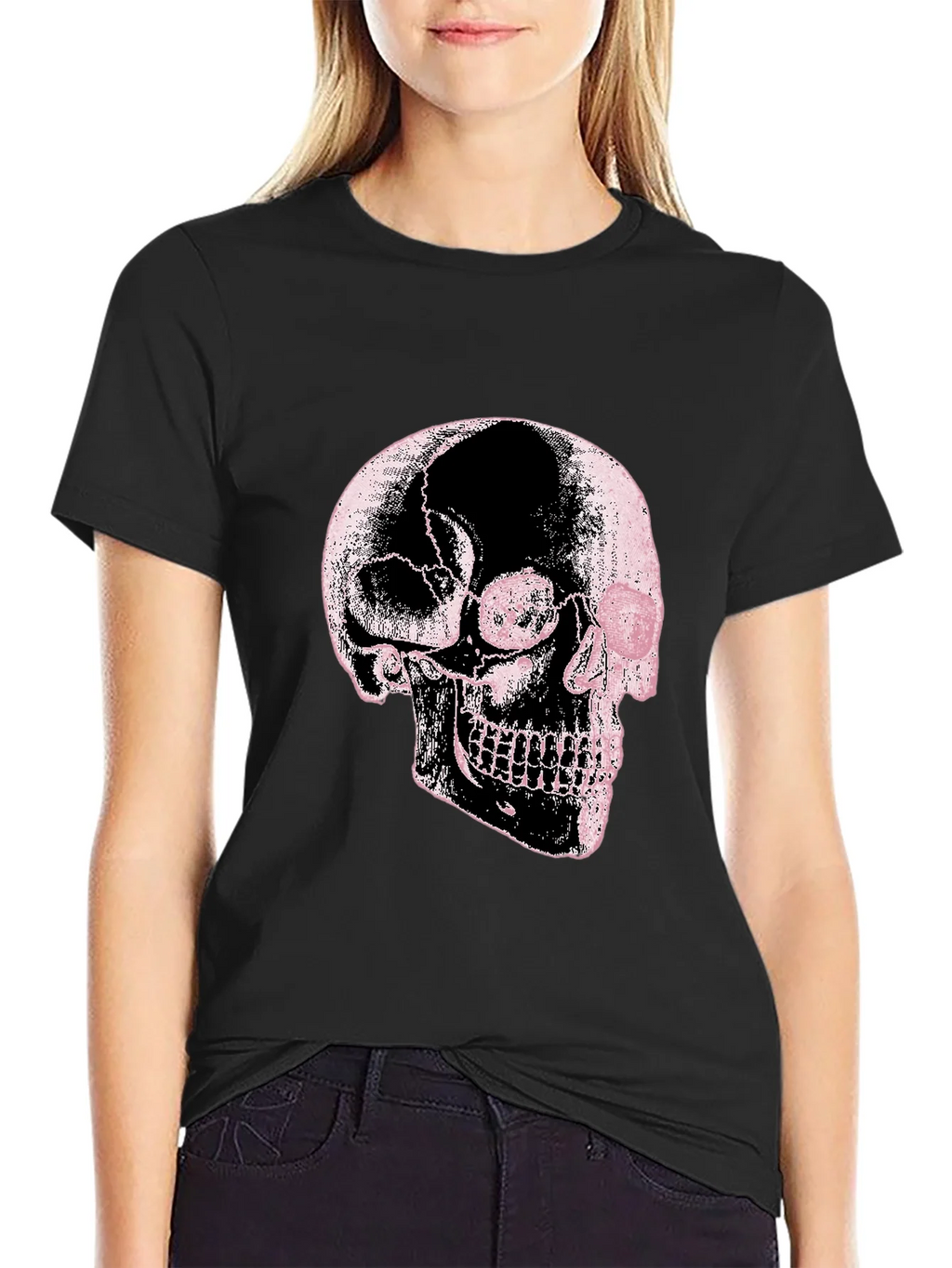 Skull Graphic Print Black Tee