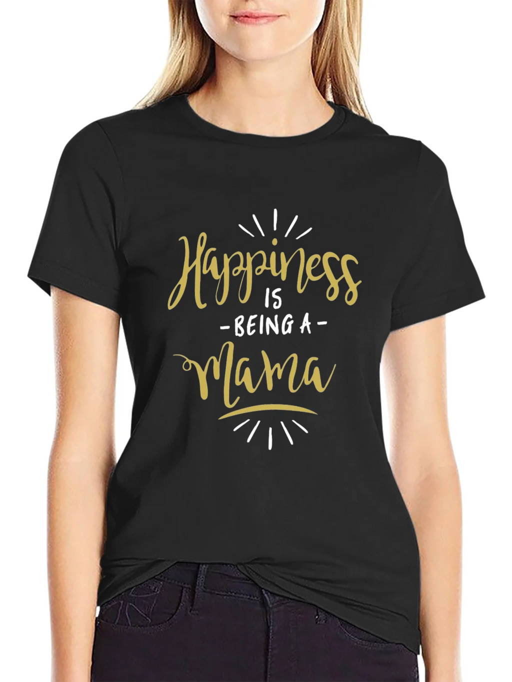 Happiness Is Being a Mama Black T-Shirt
