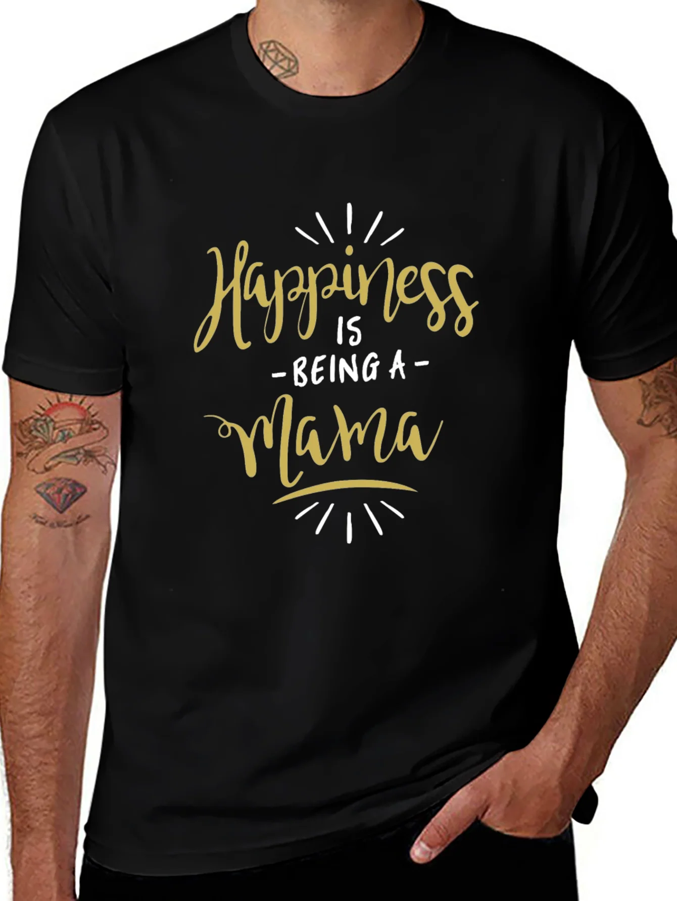 Happiness Is Being a Mama Black T-Shirt