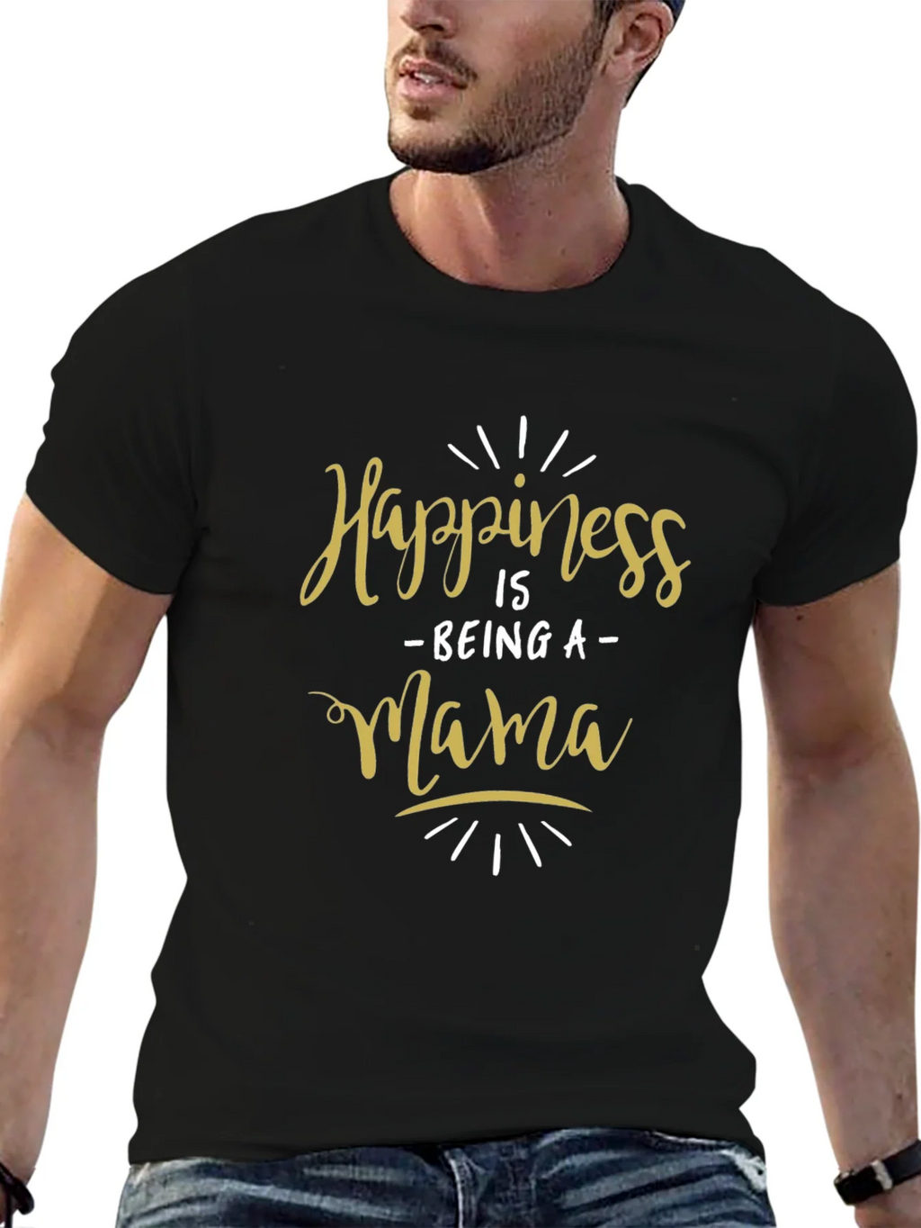 Happiness Is Being a Mama Black T-Shirt