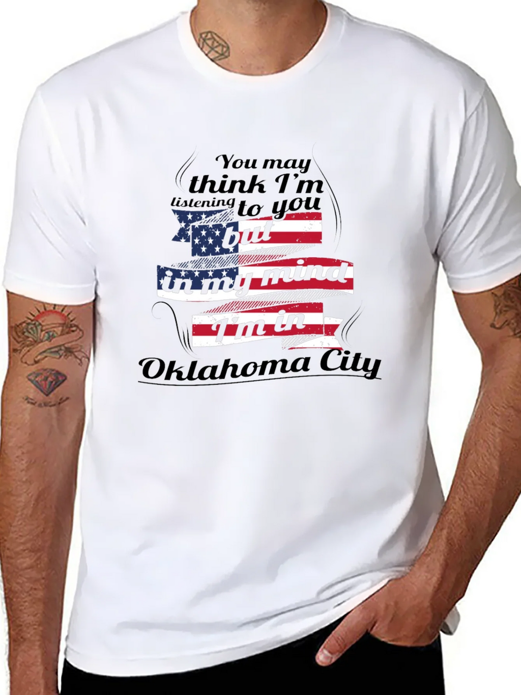 Oklahoma City Mind T-Shirt - USA Flag Graphic Tee