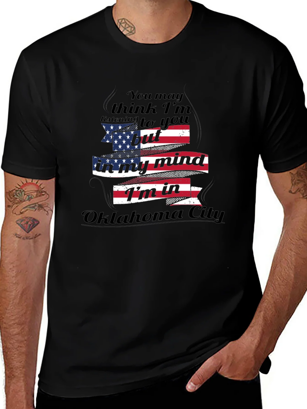 Oklahoma City Mind T-Shirt - USA Flag Graphic Tee