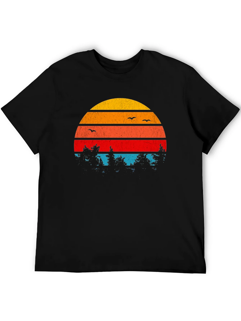 Retro Sunset Trees Graphic T-Shirt