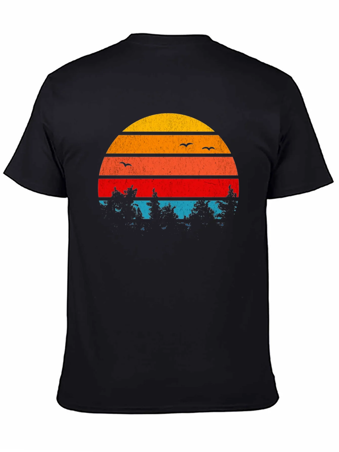Retro Sunset Trees Graphic T-Shirt
