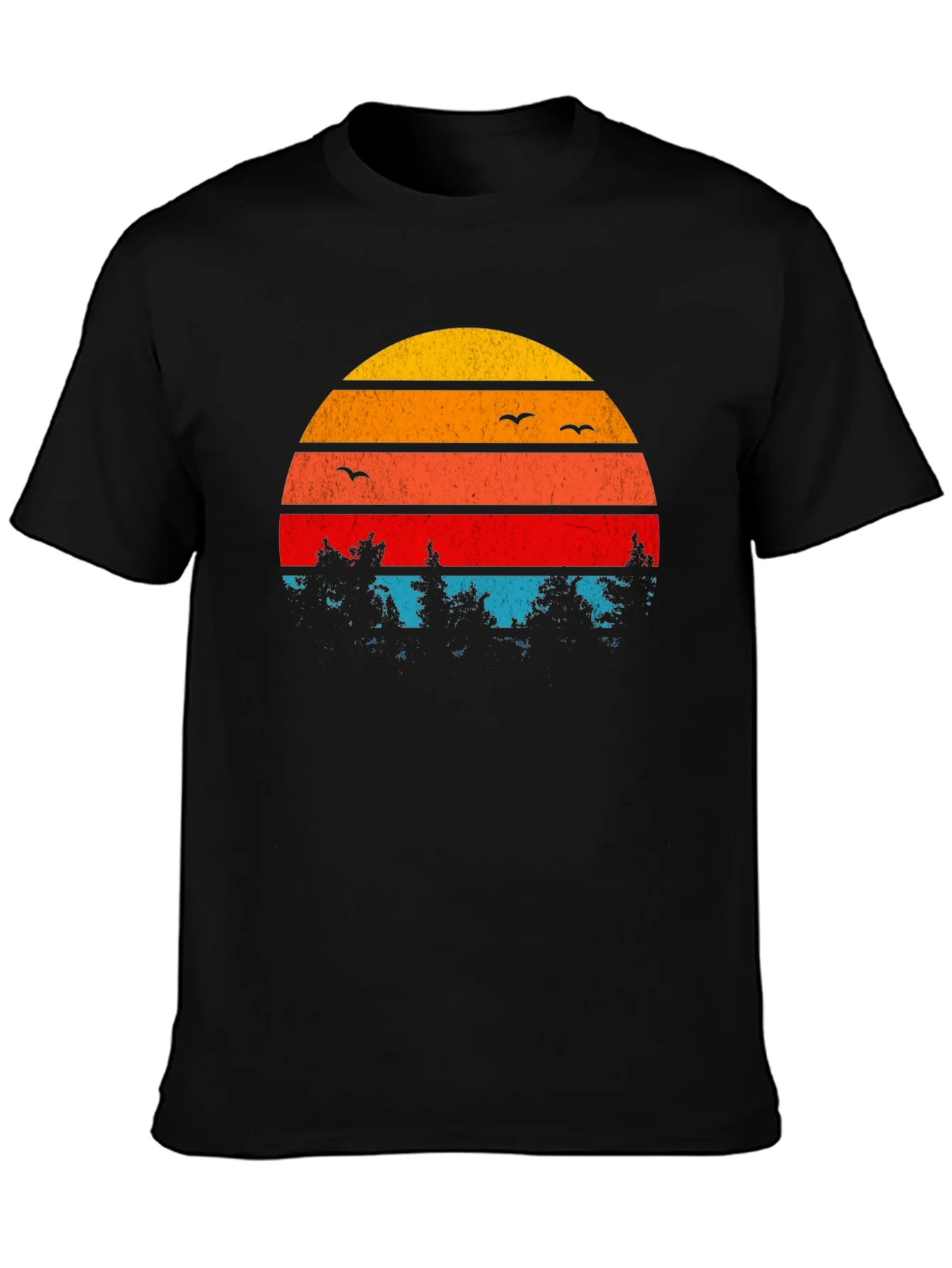 Retro Sunset Trees Graphic T-Shirt