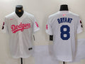 Men's Los Angeles Dodgers Kobe Bryant #8 White Limited Player Jersey1
