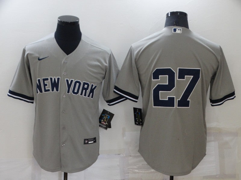 Men's New York Yankees Giancarlo Stanton #27 Gray Replica Player Name jersey