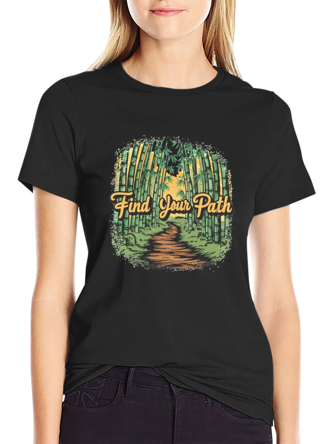 Find Your Path Graphic T-Shirt - Bamboo Forest Design