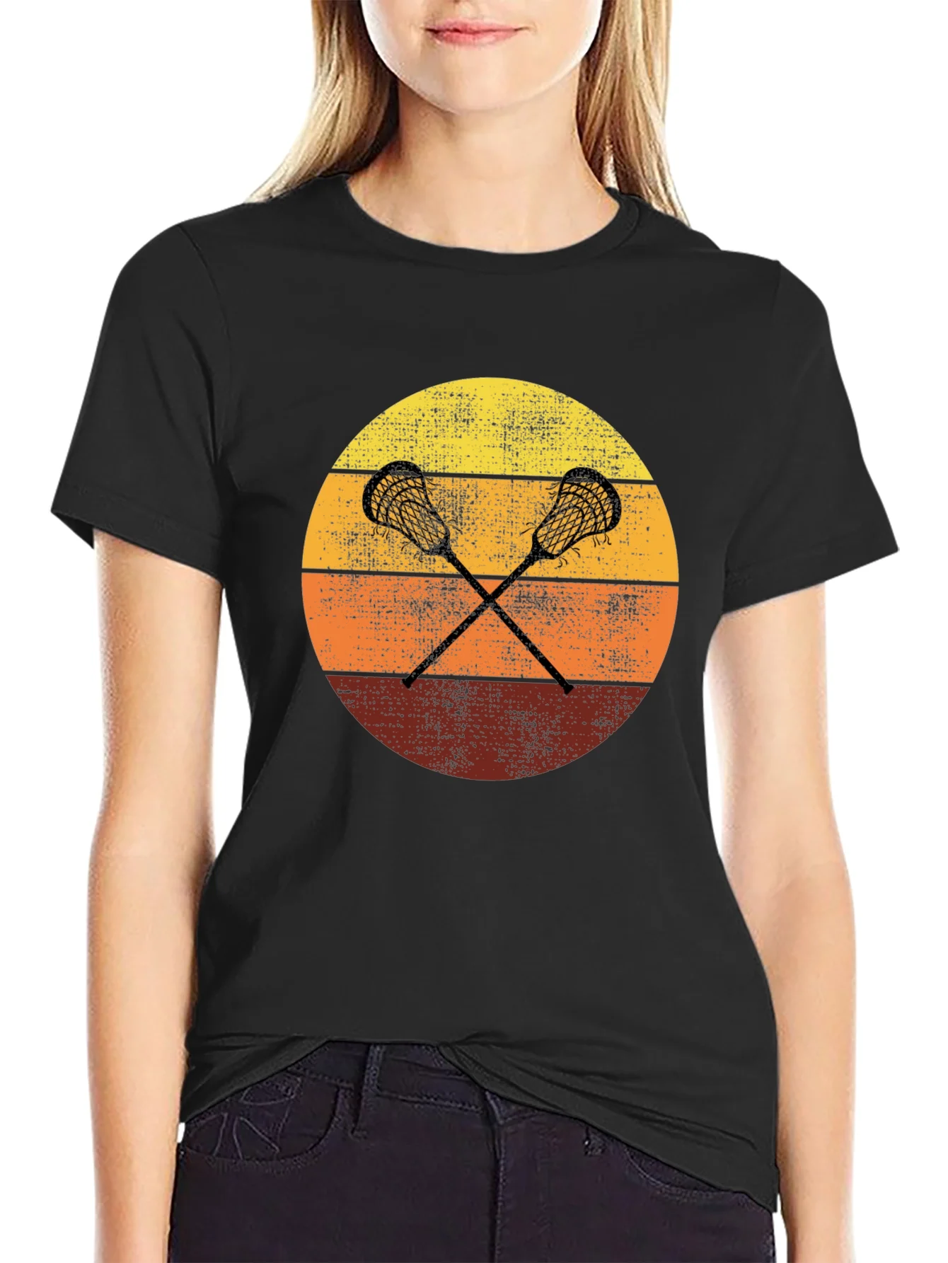 Retro Lacrosse Sunset T-Shirt