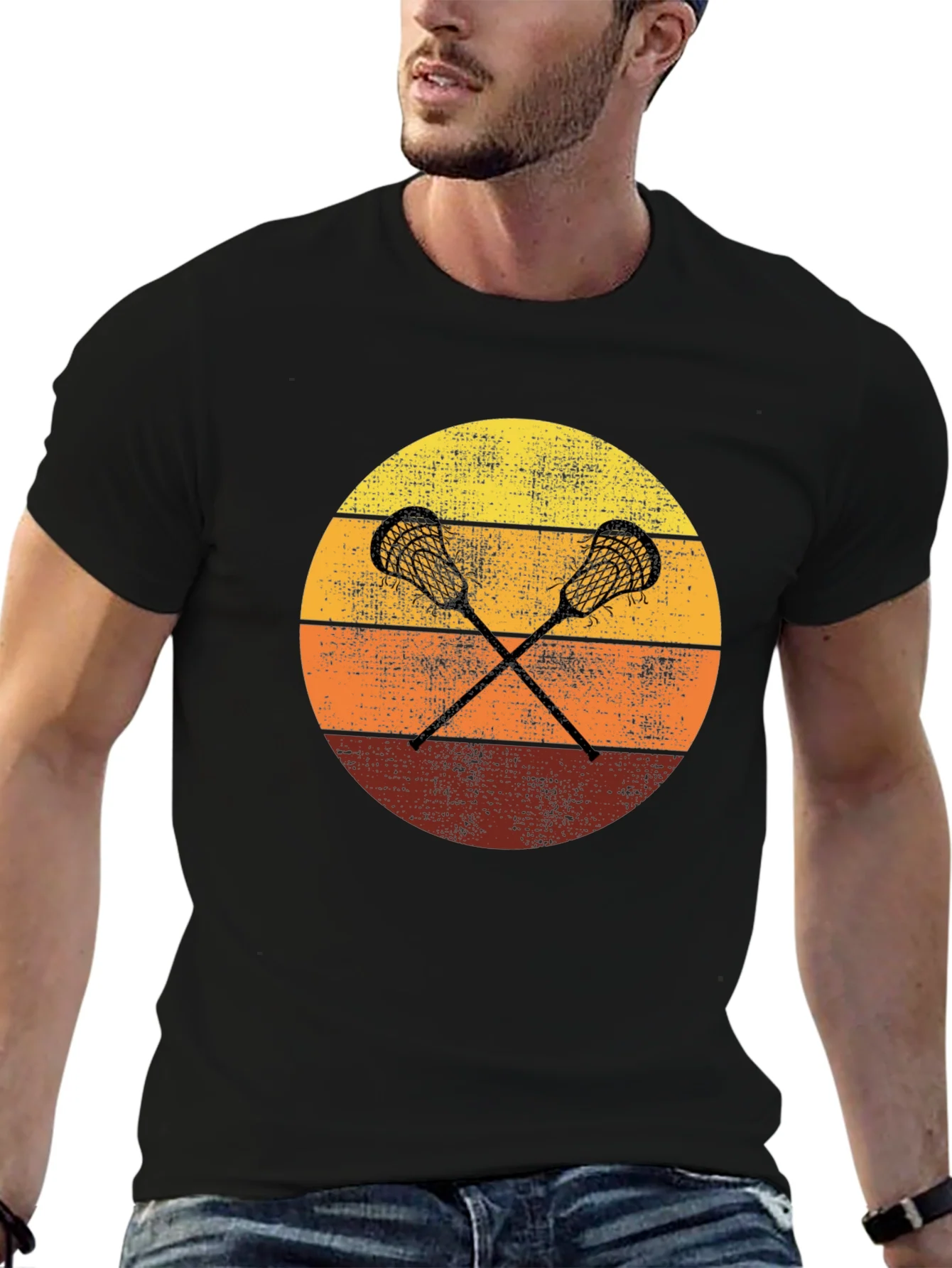 Retro Lacrosse Sunset T-Shirt