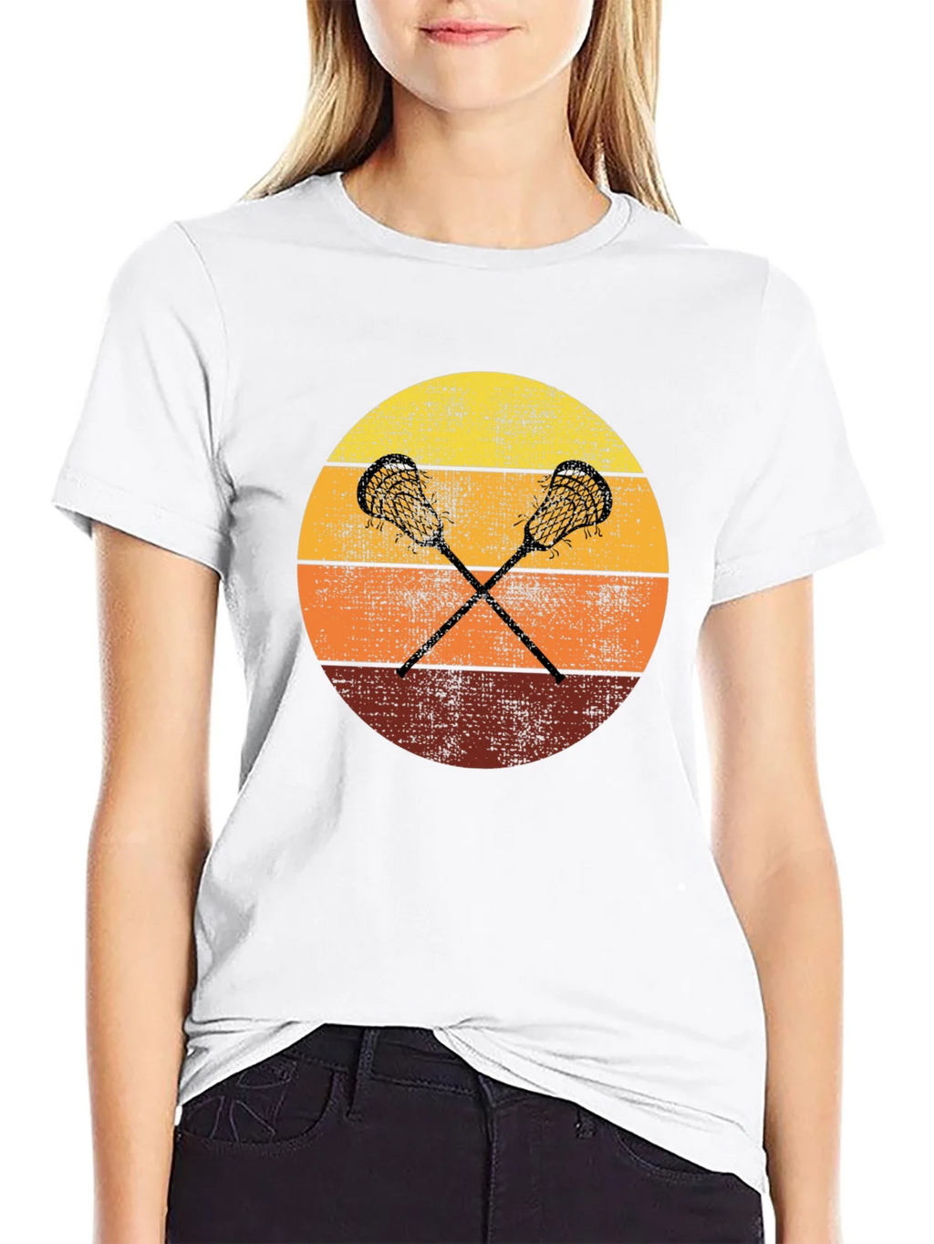 Retro Lacrosse Sunset T-Shirt