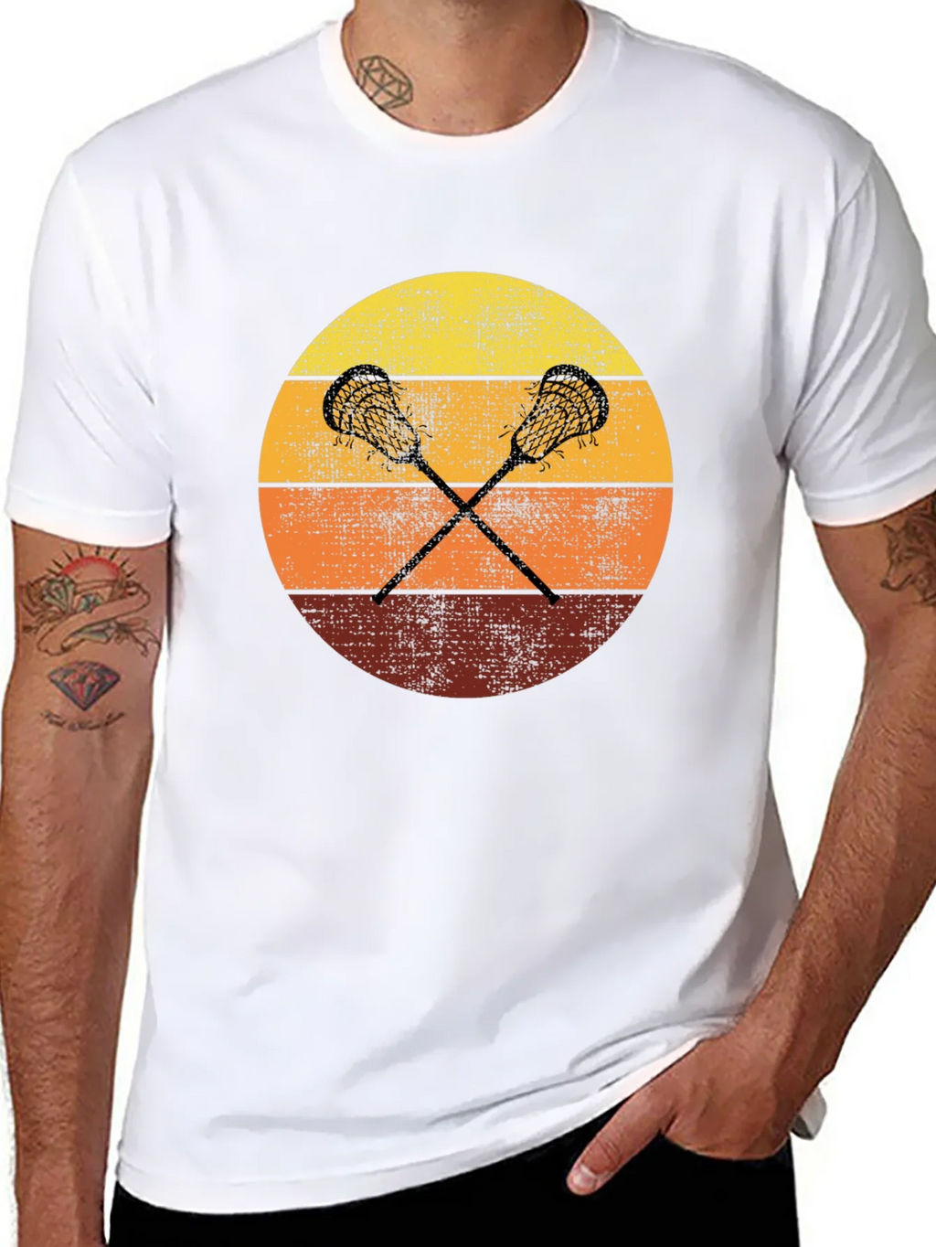 Retro Lacrosse Sunset T-Shirt