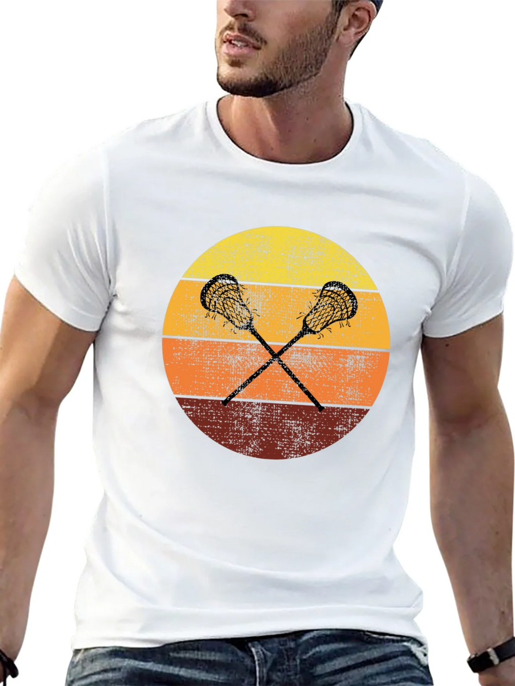 Retro Lacrosse Sunset T-Shirt