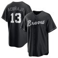 Atlanta Braves #13 Ronald Acuna Jr. Black Lights Out Limited Stitched Baseball Jersey