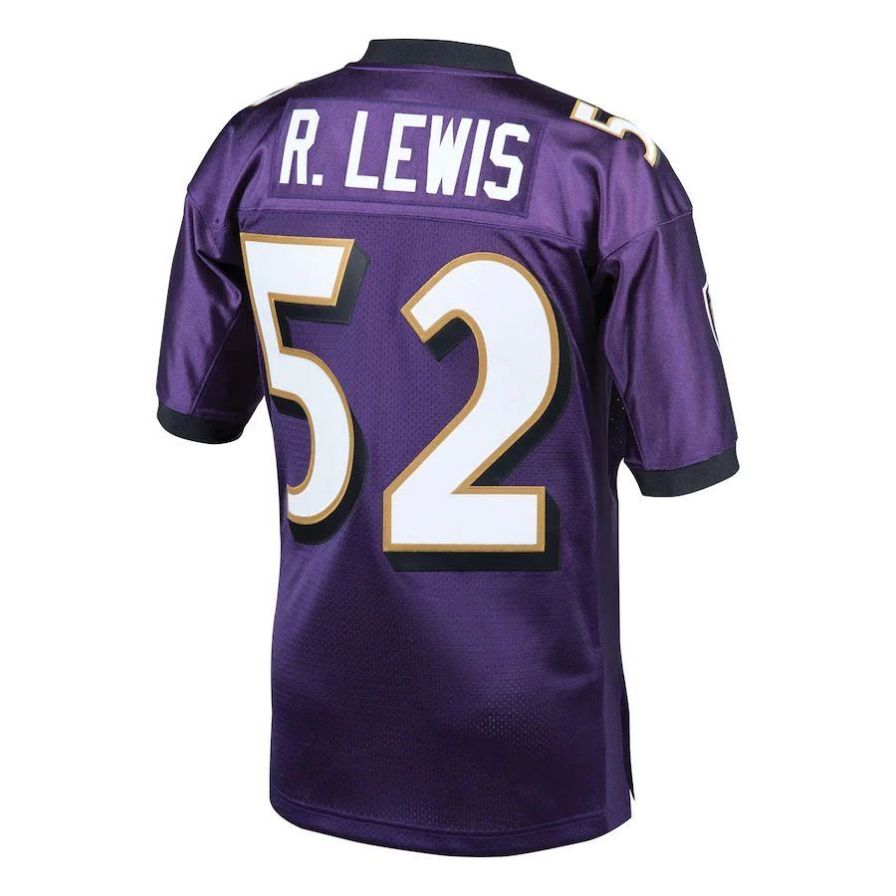 B.Ravens #52 Ray Lewis  Purple 2000 Authentic Throwback Retired Player Jersey Stitched American Football Jerseys