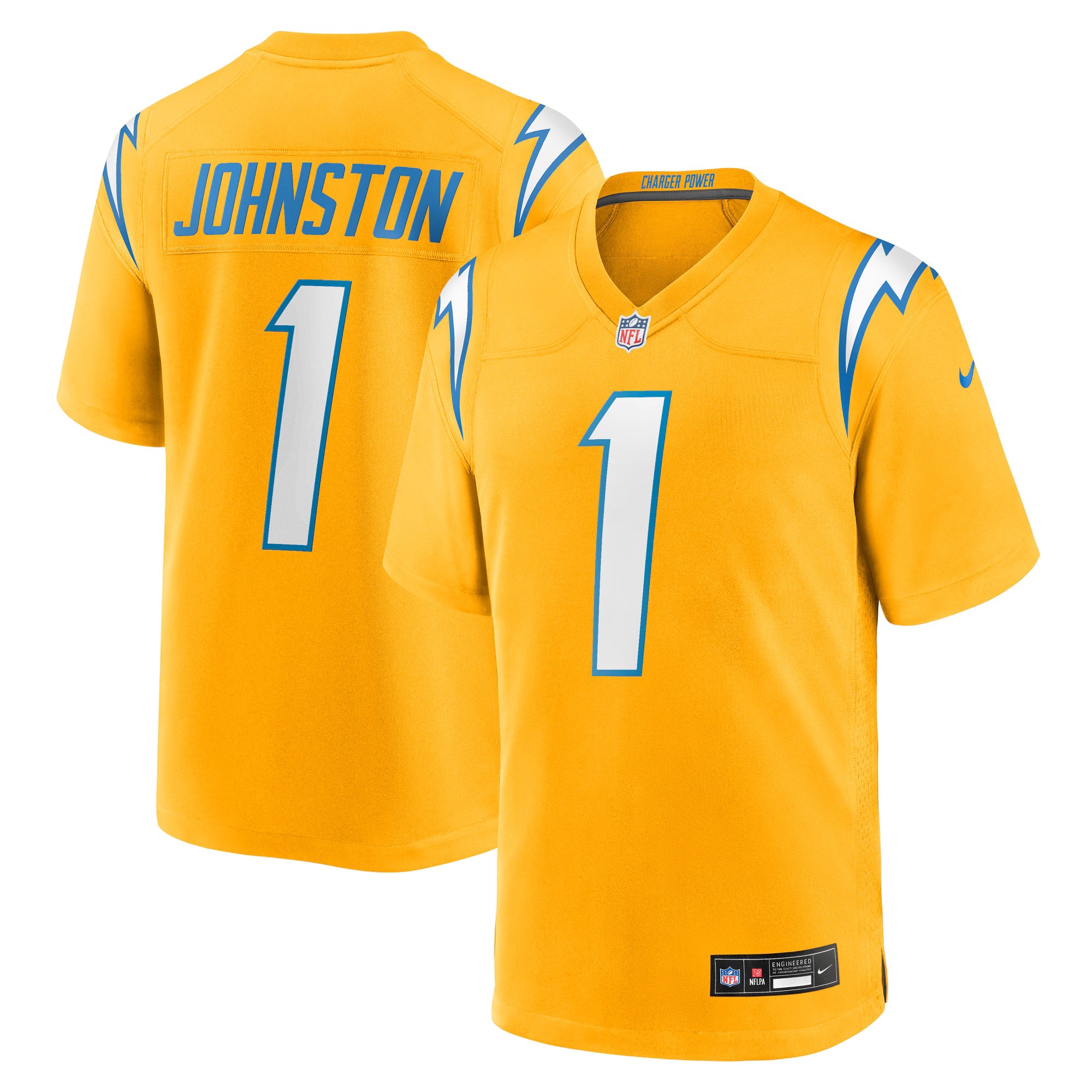 Los Angeles Chargers Quentin Johnston Gold Alternate Charger Power Game Player Jersey
